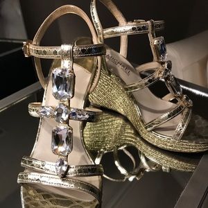 Michael michael kors gold and crystal sandals 8.5
